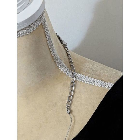 Chico's smoky gray white delicate 3 strand necklace 22" - Picture 3 of 4